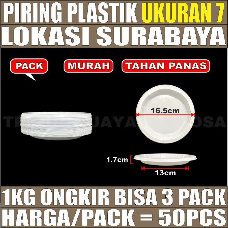 Piring Plastik Uk 7 Sedang M P7 Pesta Sekali Pakai Murah Putih SBY