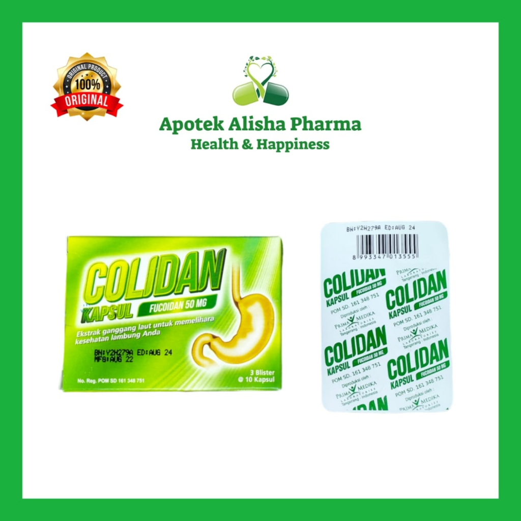 Colidan Kapsul 50/100mg (Strip 10kapsul) - Colidan Fucoidan Kapsul Suplemen Kesehatan Lambung/Pencernaan/Maag / Kolidan Ekstrak Ganggang Laut