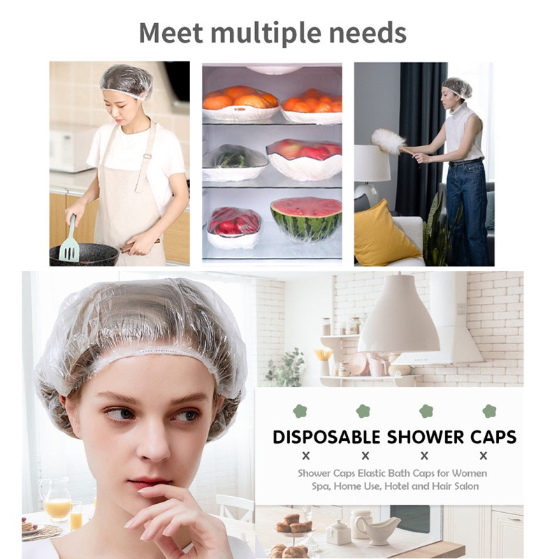 PENUTUP RAMBUT PLASTIK MANDI CAT RAMBUT DOUBLE KARET / HAIR CAP SHOWER NURSE CAP TRANSPARAN - Plastik Pelindung Makanan / Penutup kepala mandi Shower Cap hotel salon SPA