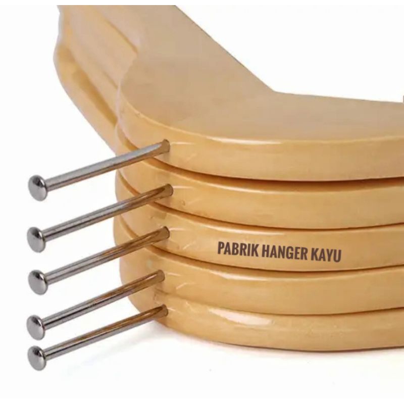 HANGER KAYU NATURAL DEWASA PALANG HOTEL / ANTI THAF