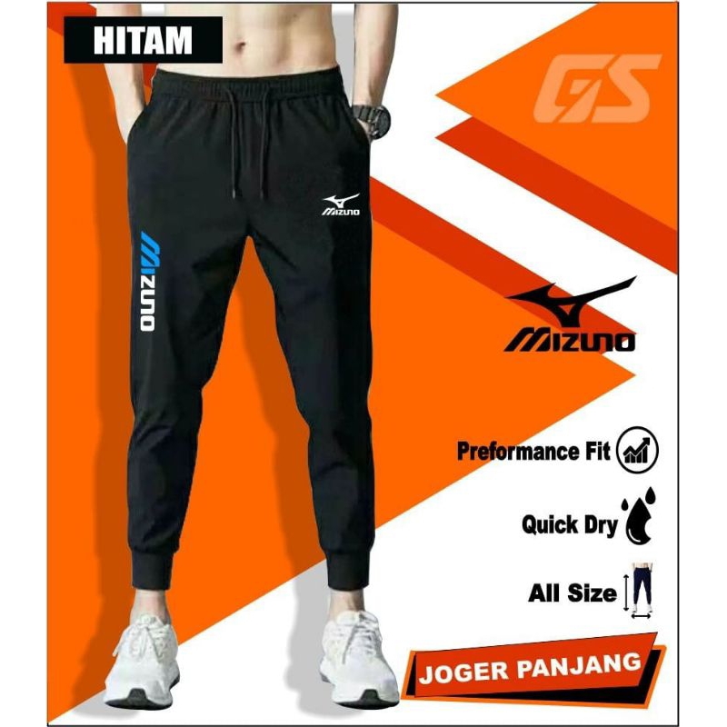 Celana training olahraga pria fitnes gym cewek senam joger panjang voli mizuno