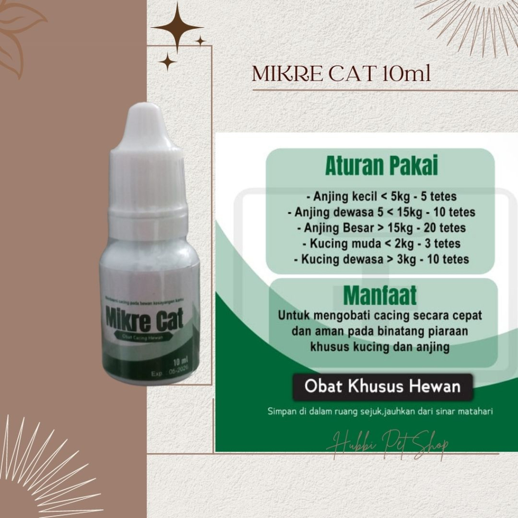 Obat Cacing Hewan Obat cacing untuk Kucing dan Anjing MIKRE CAT 10ml