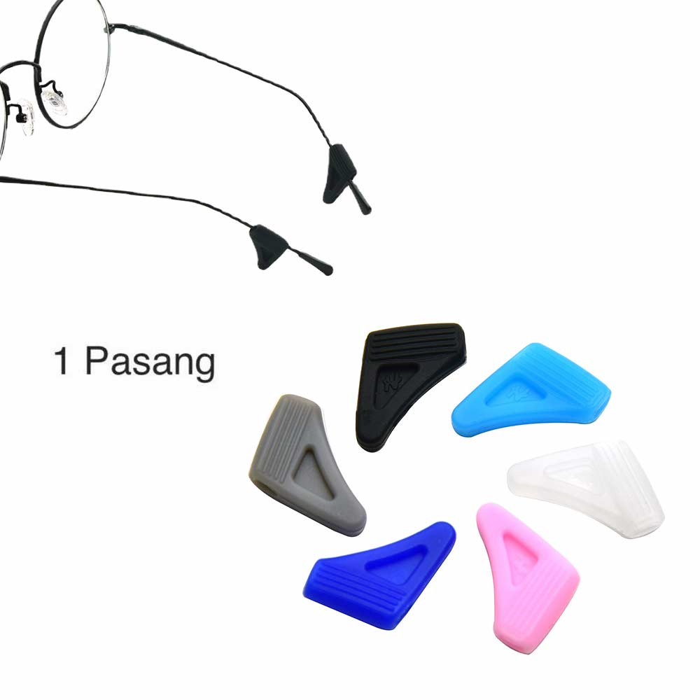 1 Pasang [ Biru Muda ] Pengait Kacamata Silikon - Anti Slip - Earhook Silicone - Penahan Hijab Style - KP8240