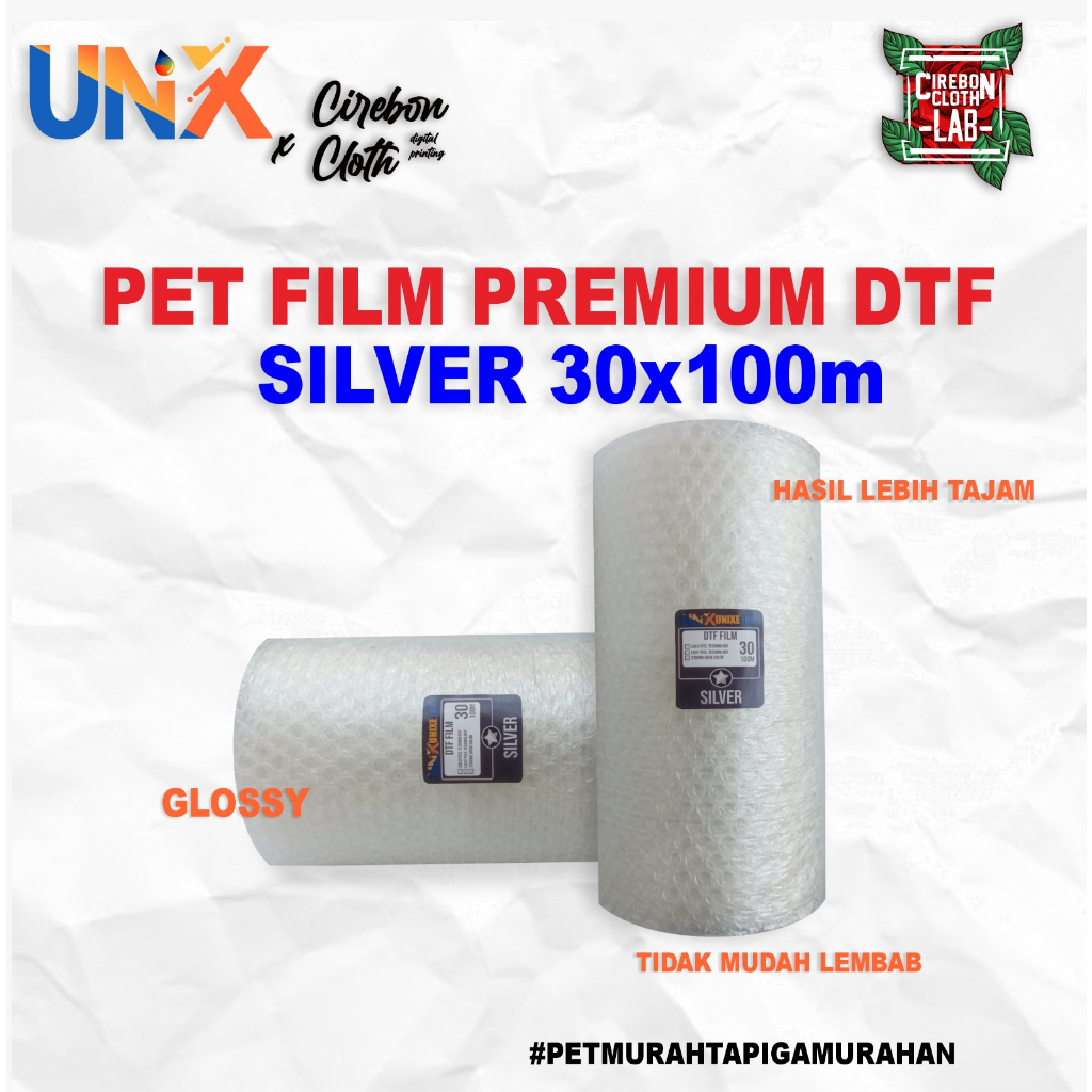 PET Film DTF Premium UNX Silver 30 cm x 100m