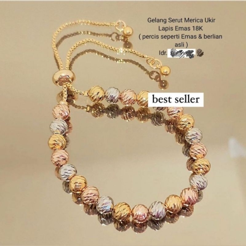 Gelang Premium Lapis emas Kilau mirip emas asli Gelang krincingan serut 88q