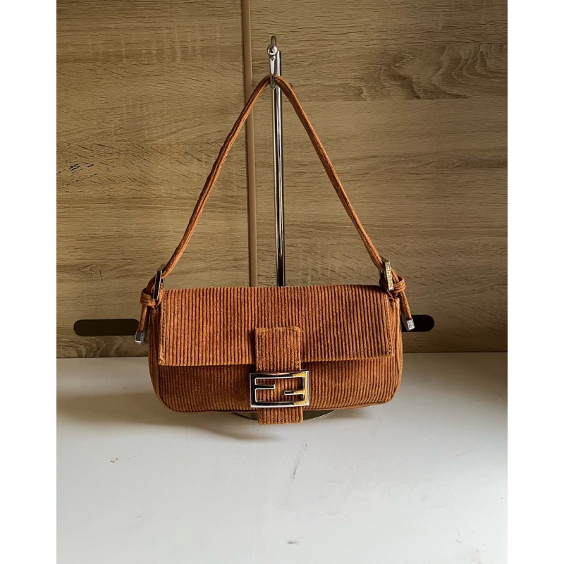 fendi zucca corduroy baguette