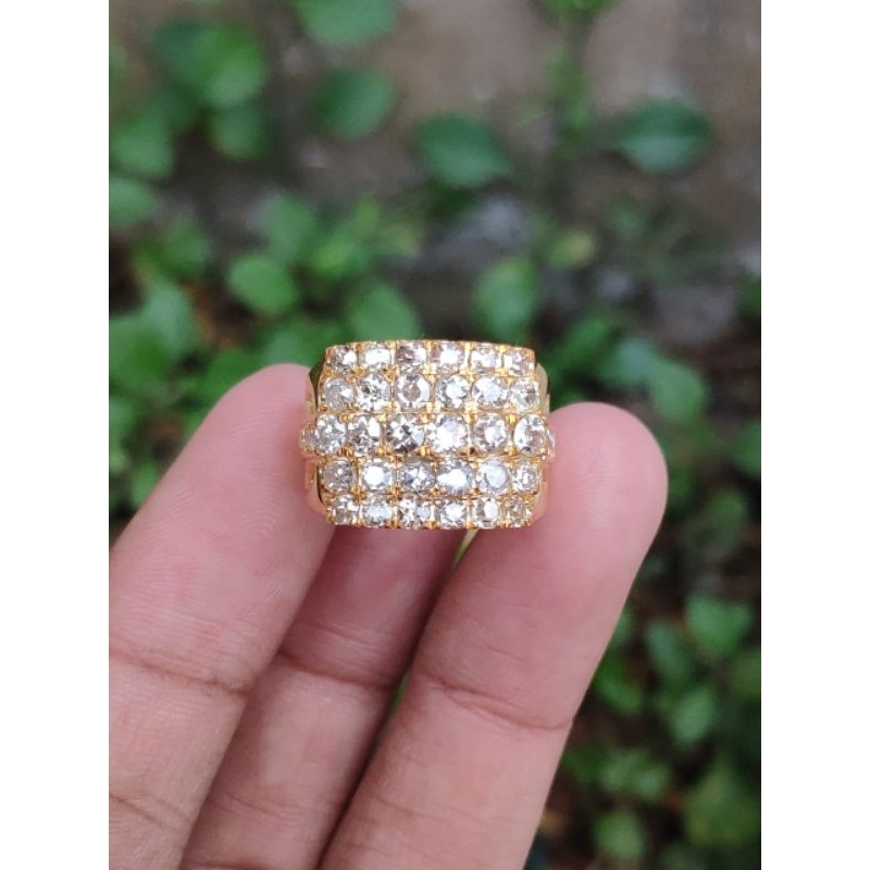 cincin motif tangga presiden emas full berlian banjar  haraga pengrajin gratis memo lab+ box cincin 