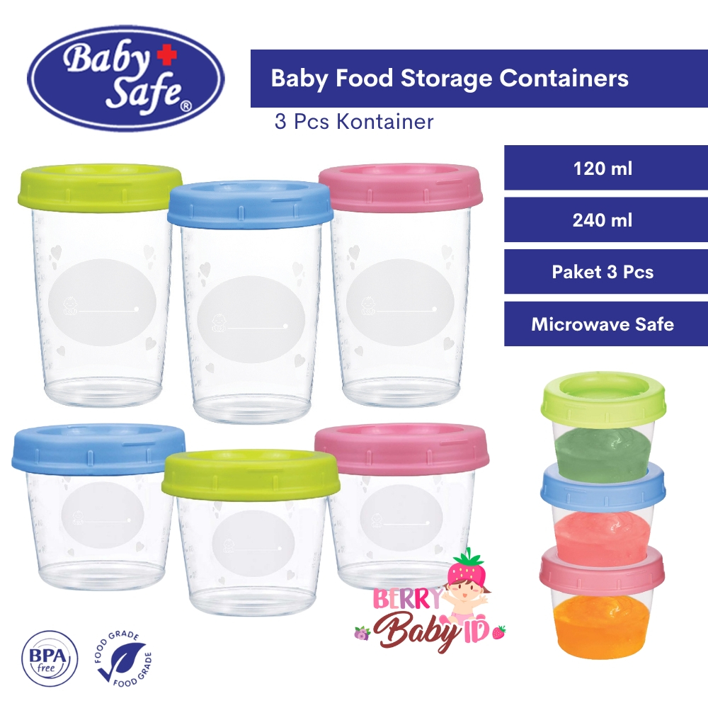 Baby Safe Baby Food Storage Containers 3 Pcs Kontainer MPASI Berry Mart