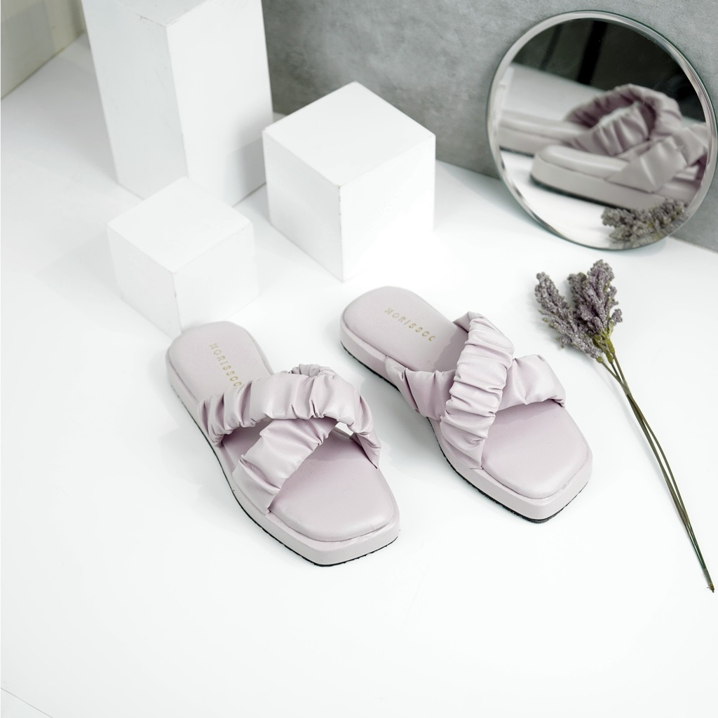 flash sale 7,7 Sandal Wanita Strap Silang Kerut AB 75