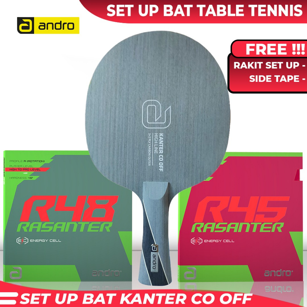 Paket Bat Pingpong Rakitan Andro Kanter CO OFF Andro Rasanter R48 R45