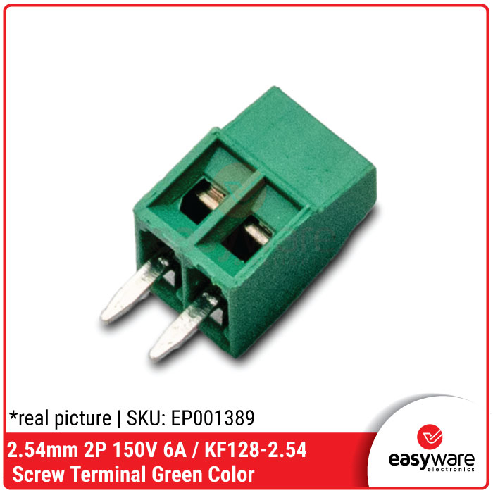 KF128-2.54 mm 2P 2 Pin Screw Terminal Block 2.54mm 150V 6A Terminal Blok KF128 Kecil