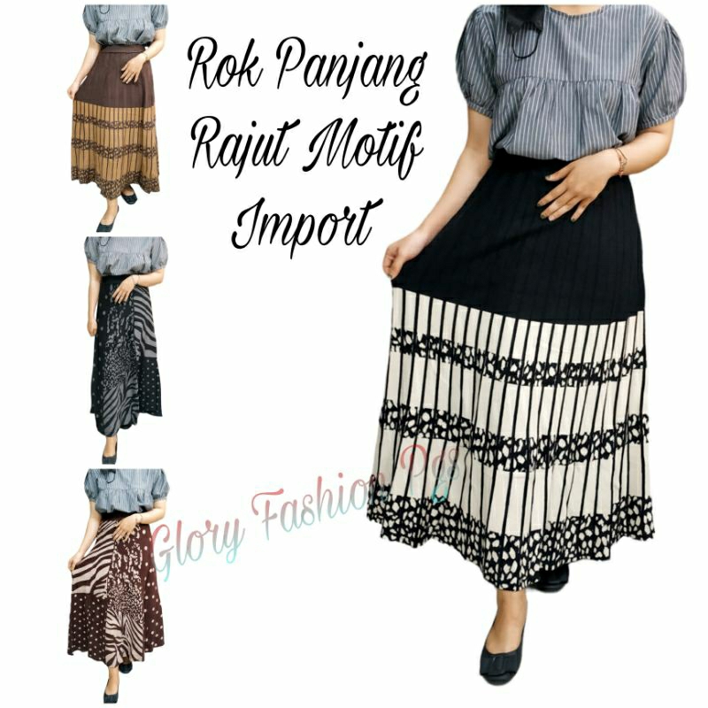 ROK RAJUT PANJANG REMAJA WANITA MOTIF IMPORT