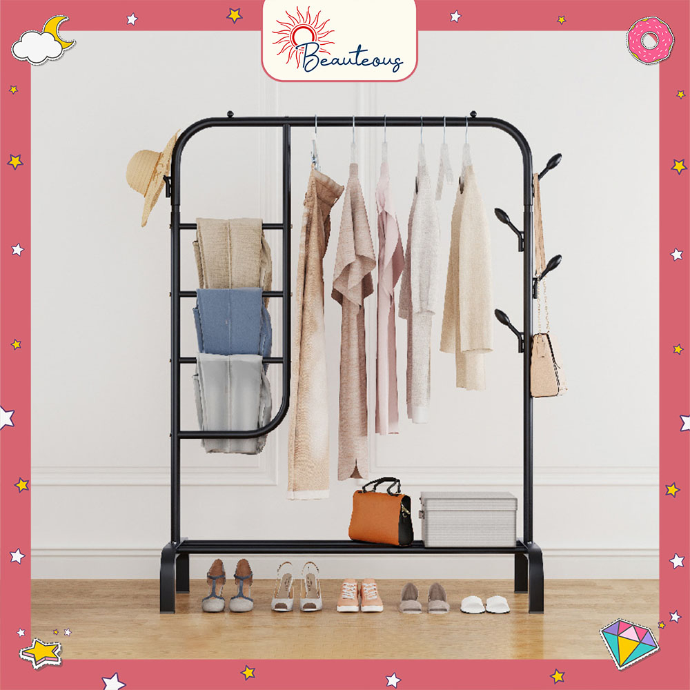 Rak Hijab Tingkat Stand Hanger Hijab Jilbab Gantungan Tas Celana Gawang Besi