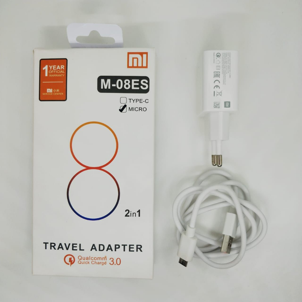 Charger Xiaomi 2in1 M-08ES Micro Dan Type C Travel Adapter Xiaomi 3.0 Qualcom Promo Sen