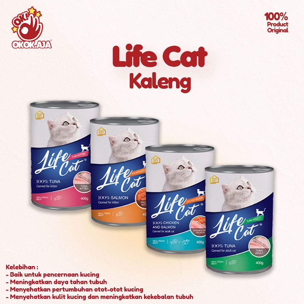 LIFE CAT kaleng 400gr isi 24pcs ( 1 dus ) Makanan kucing basah premium dan murah khusus GRAB GOSEND