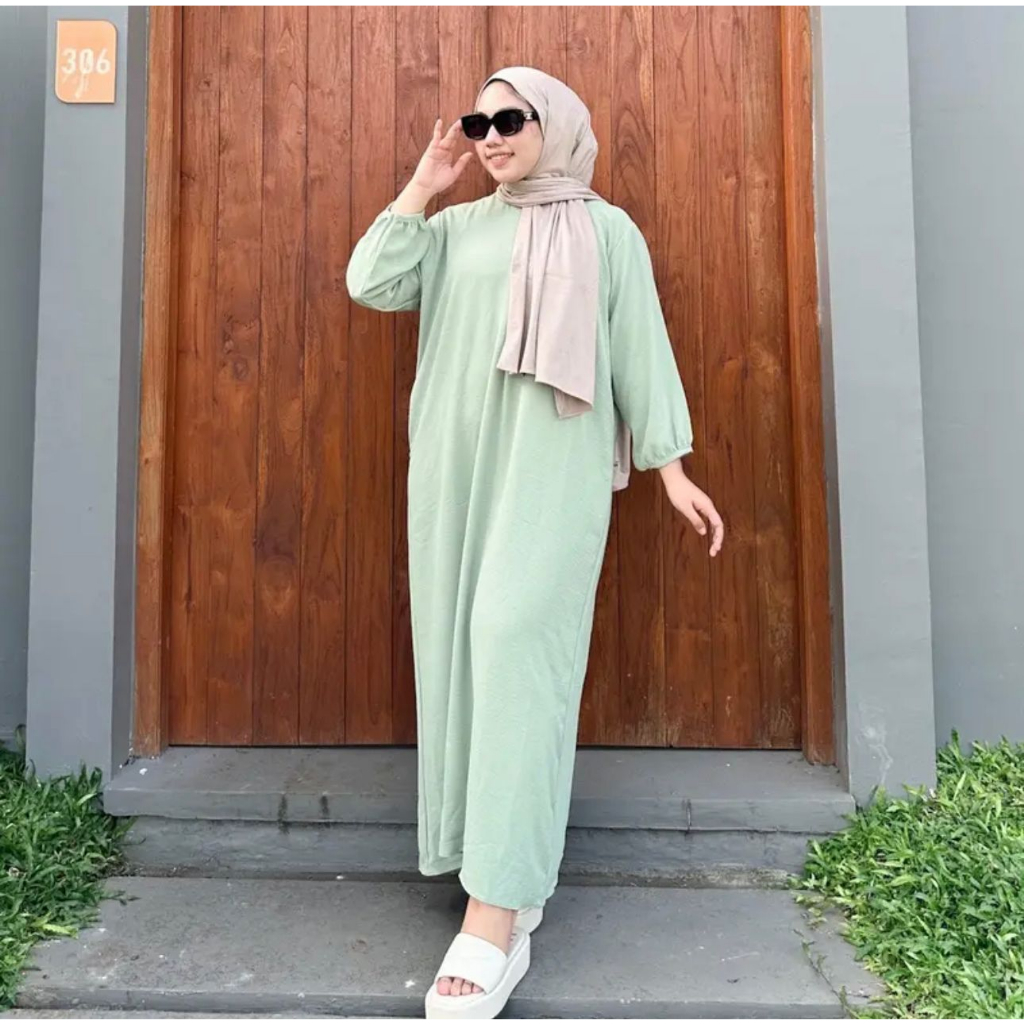 HANUM GAMIS AIRFLOW PANJANG WANITA MUSLIMAH CRINCKLE CRINCLE