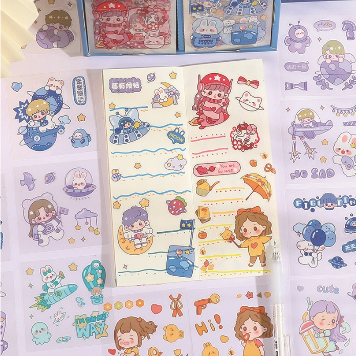 100pcs Sticker DIY Momo Waterproof / Sticker Dekor Notebook Aesthetic / Sticker Dekorasi Tumblr Korea Lucu CBKS