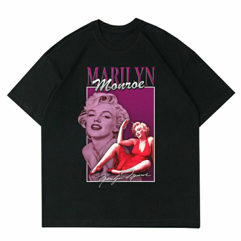 BAJU PENYANYI MARILYN MONROE | T-SHIRT KAOD MARLIYN MONROE VINTAGE BLACK | KAOS BAJU PRIA | KAOS OVE