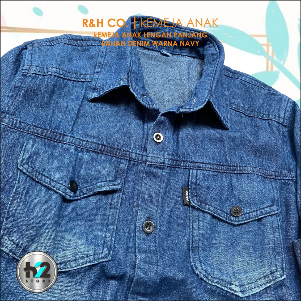 Kemeja Anak Lengan Panjang / Kemeja Denim Anak / Atasan Anak Kemeja Untuk Usia 3-12Tahun By:Him22Story