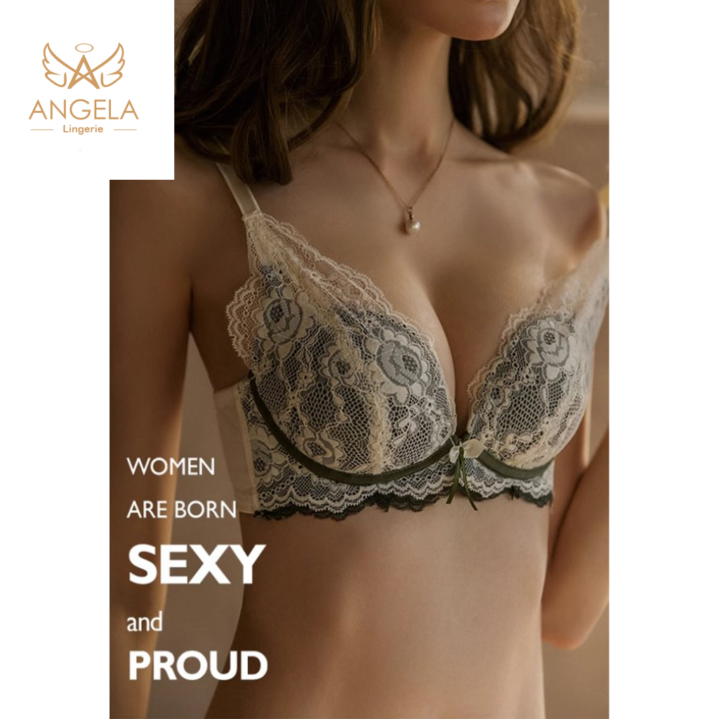 ANGELA PREMIUM JAPAN Bra BH Push Up Set Kawat Celana Dalam Wanita Bikini Sport Beha Lingerie Korea Fashion Bralette Remaja Perempuan Sexy Pakaian Dalam COD Renang Motif Cewek Pita Bunga Murah Renata Tali Jumbo