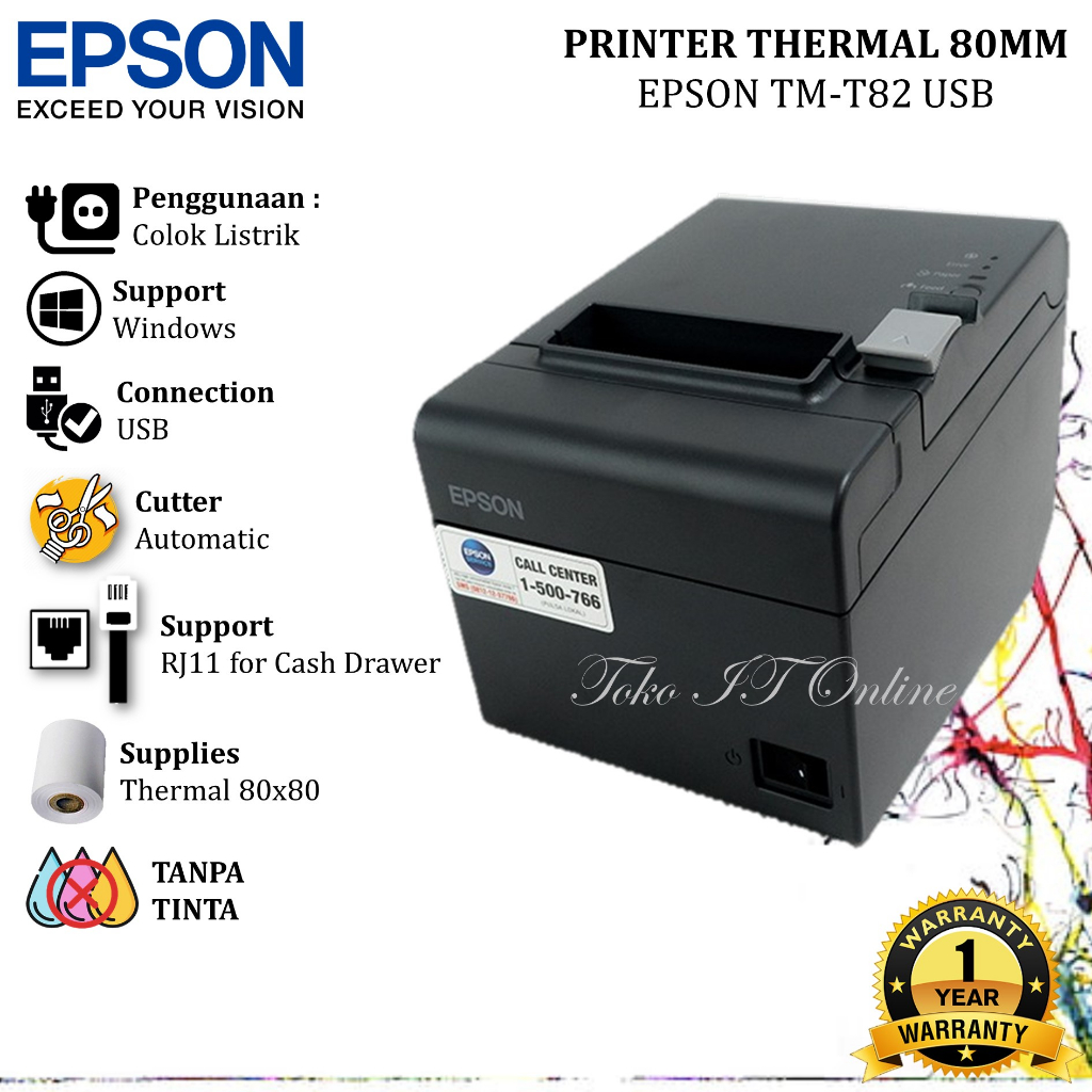 EPSON TMT82X USB SERIAL PRINTER THERMAL 80MM CETAK STRUK KASIR PPOB