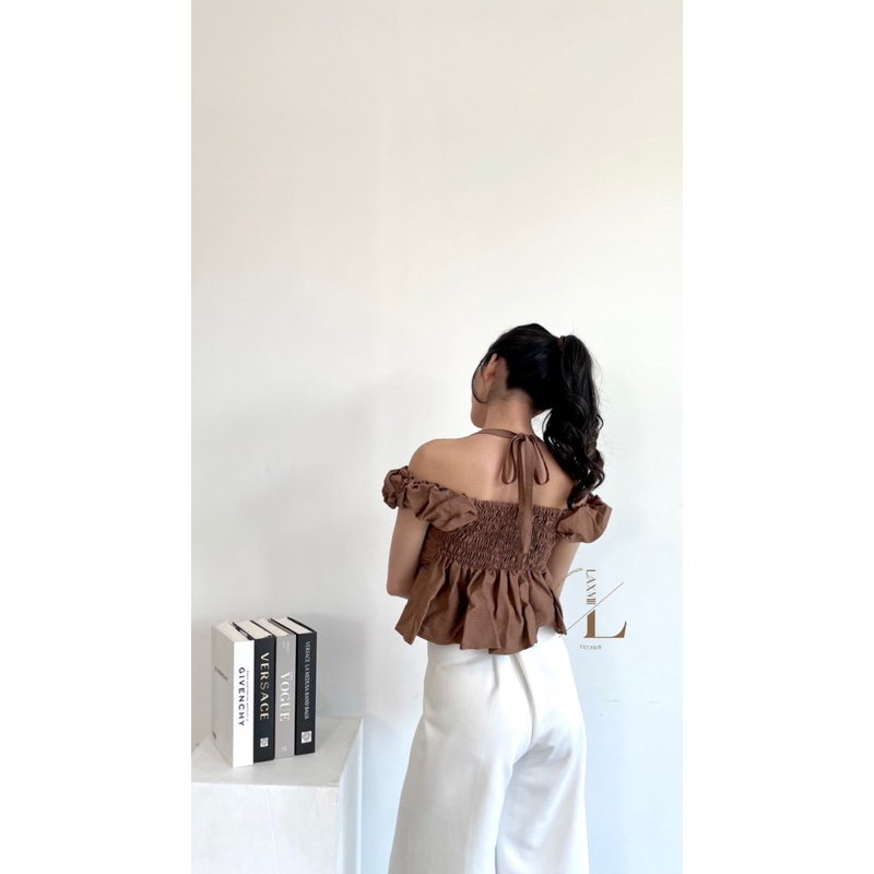 [LAXMI] Venya Top // atasan tali silang // Sabrina top // Korean top // atasan polo linen // Basic top