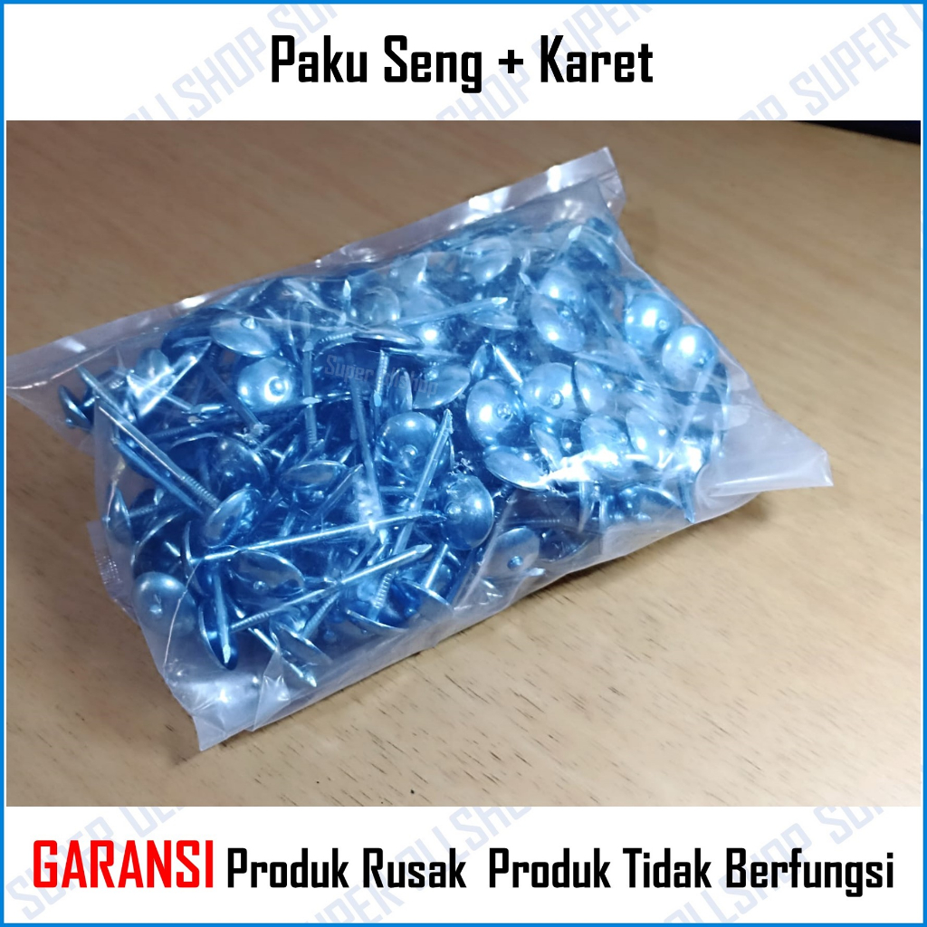 Paku Seng Asbes Payung Polos 5 Cm 2 Inch Atap Spandek Harga 1 Pack + Karet Paku Seng Payung Hitam