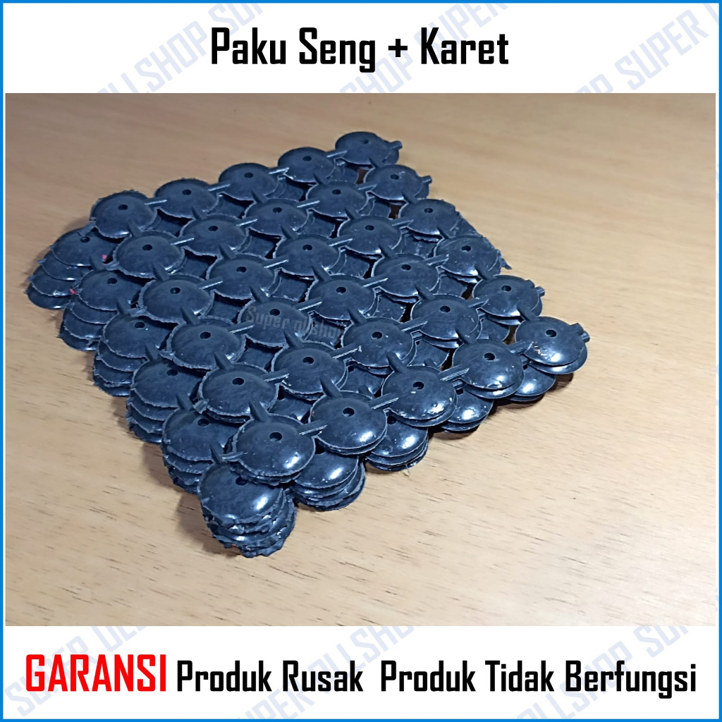 Paku Seng Asbes Payung Polos 5 Cm 2 Inch Atap Spandek Harga 1 Pack + Karet Paku Seng Payung Hitam