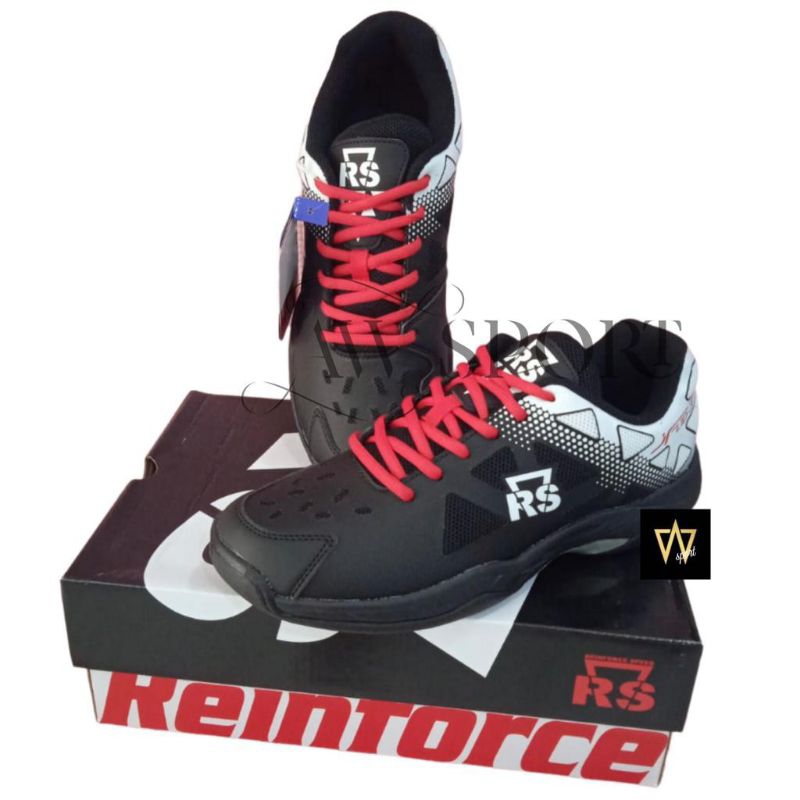 Sepatu Badminton RS JF LTD 3 (Hitam/Putih) / Sepatu Bulutangkis RS