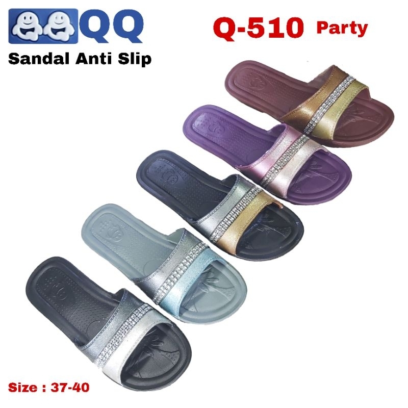 Sandal Karet Wanita Q-510 Party Selop Flat Emak Kondangan