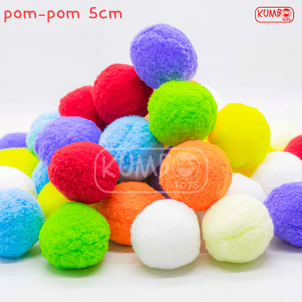 Pompom 5 cm Kerajinan Aksesoris Mainan Edukasi Anak Sensory Play