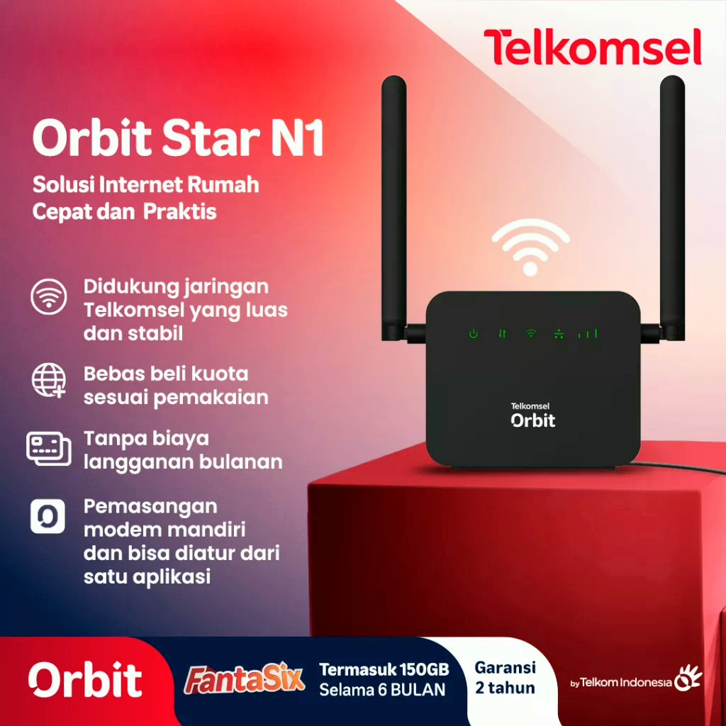 [PROMO] Telkomsel Modem Orbit Star N1 WiFi 4G Lte bnous Data 150GB Garansi Resmi