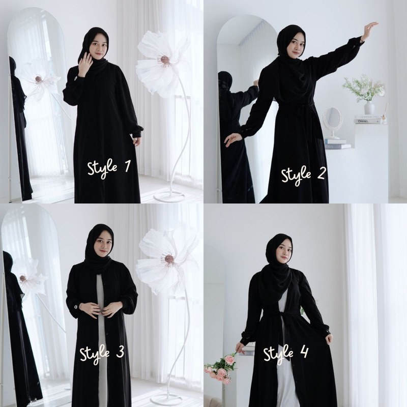 Outer sada Abaya Khansa Mariska x Idellstore • Abaya Puter Premium Terbaik Nyaman Adem Gamis Aca