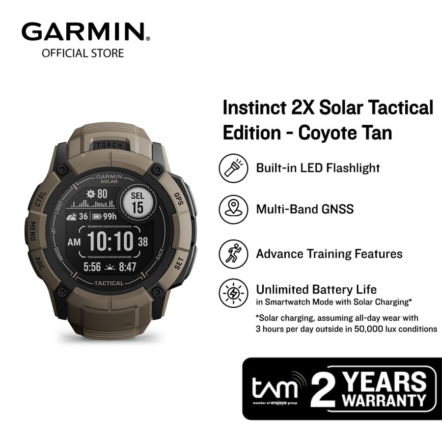 Garmin Instinct 2X Solar Tactical Edition Original - Garansi Resmi TAM