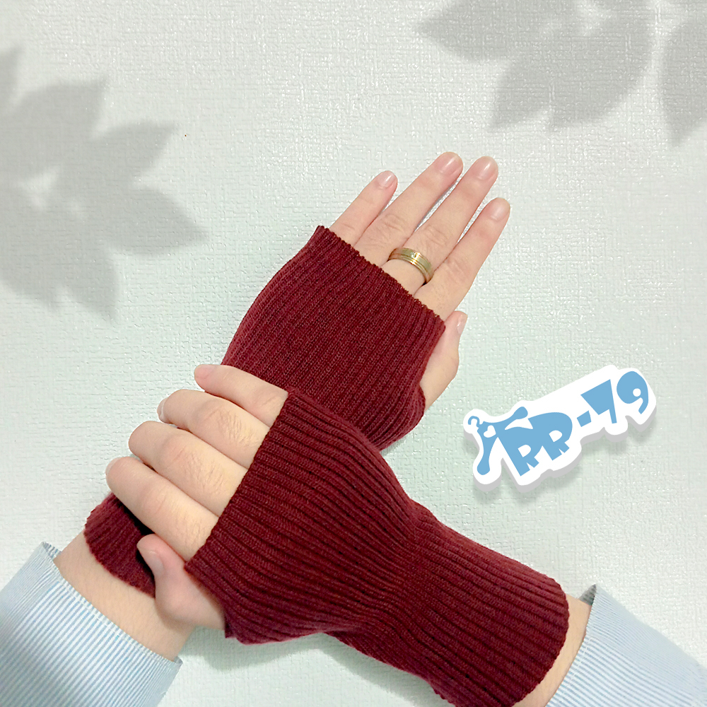 Sarung Tangan Rajut / Handsock Fingerless Pendek Polos