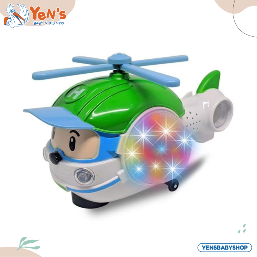 Mainan Helicopter Pesawat Helly Bump And Go / Pesawat Helly Poli Lampu Disco B3330BK