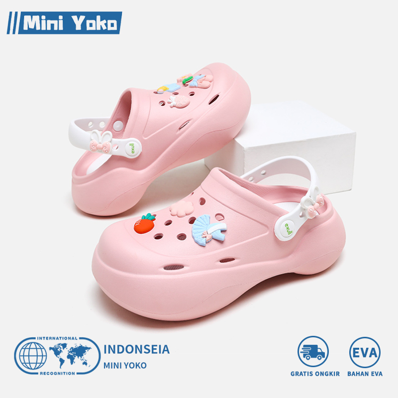 Mini Yoko Sandal Jelly Wanita Baim Wedges Import Lucu Sendal Baim Tinggi 2023 Kesehatan EVA Sandal Kodok Crocs Original Murah