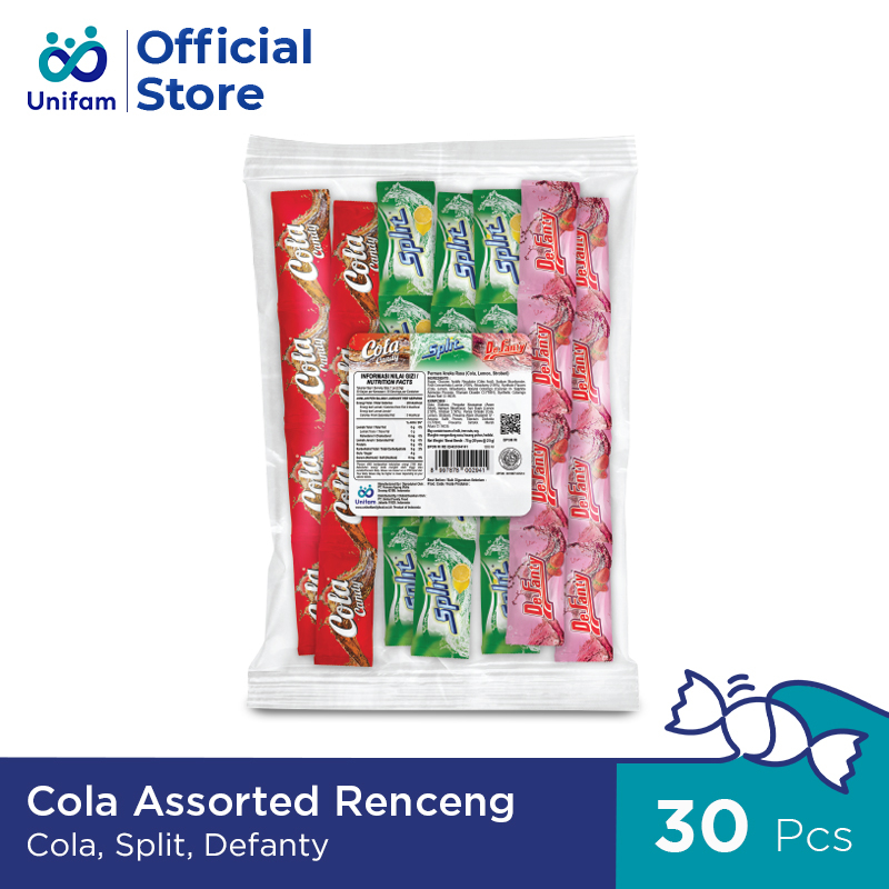 

Cola Split De Fanty Permen Soda Renceng - Soda Candy 1 Bag (Isi 30Pcs) @2.5Gram