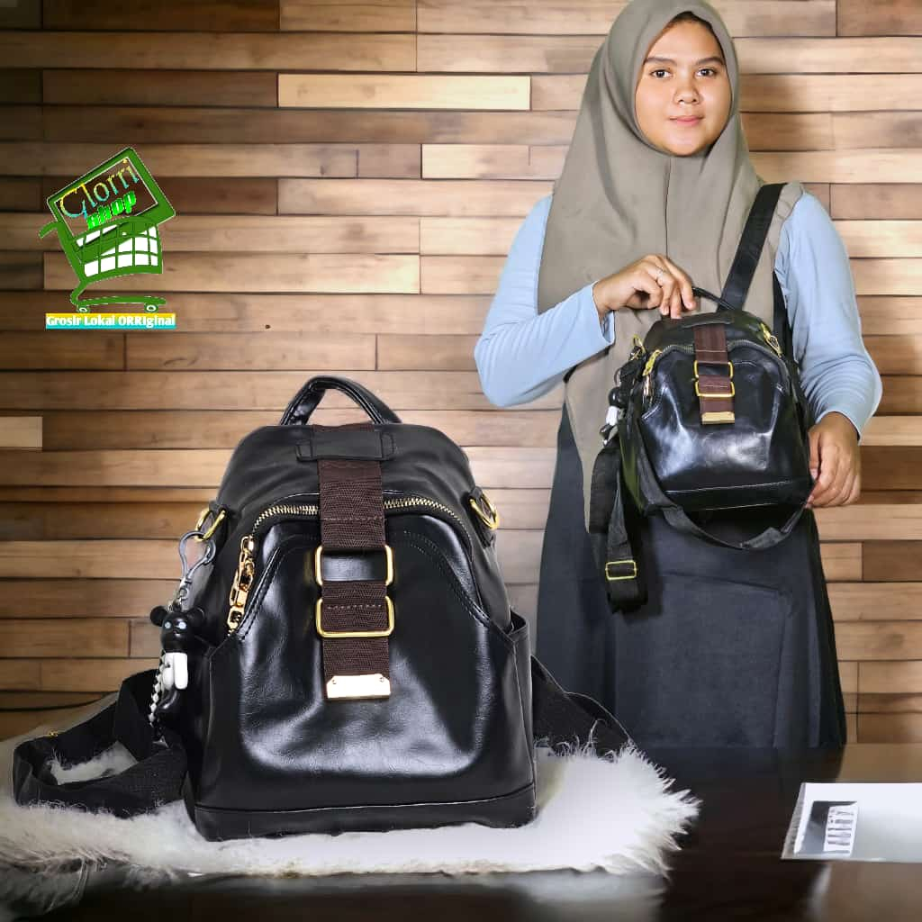 RANSEL SELEMPANG HANDBAG SHOULDER BAG PUNGGUNG BAGPACK WANITA IMPORT  Tas ransel anyam v raheel bag