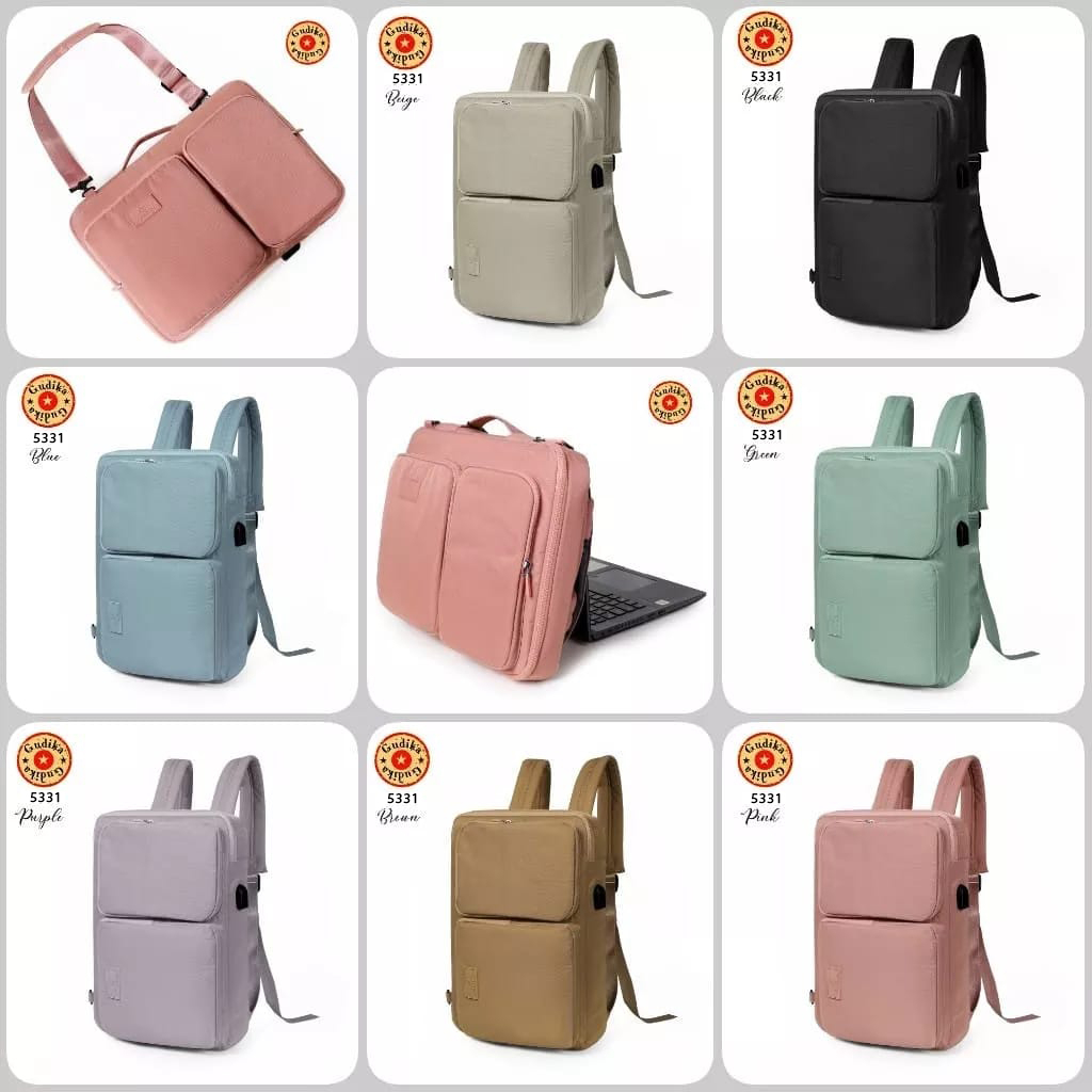 Tas GUDIKA Kimberly 5331 Tas Ransel Usb Laptop Wanita Backpack Leptop Wanita Remaja Tas Anti Air Slave Laptop Termurah Original Import Korea Kekinian