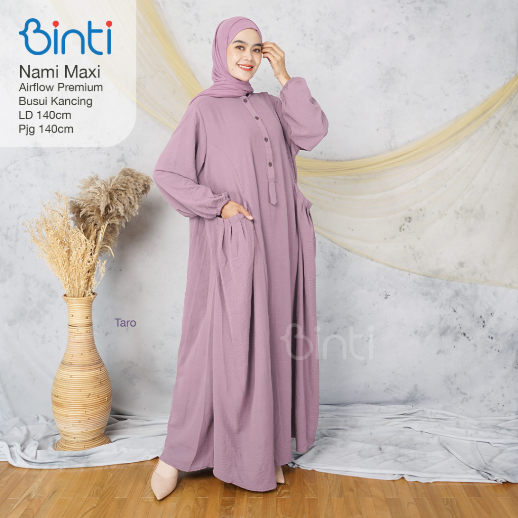 Nami Baju Polos Jumbo Gamis Big Size LD 140 Bahan Crinkle Airflow Premium Terbaru By Binti
