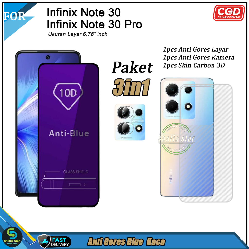 Paket 3in1 Tempered Glass Ceramic Spy Infinix Note 30 Note 30 Pro Note 30i Note 30 Vip Note 30 5G Anti Gores Spy Matte Full Cover