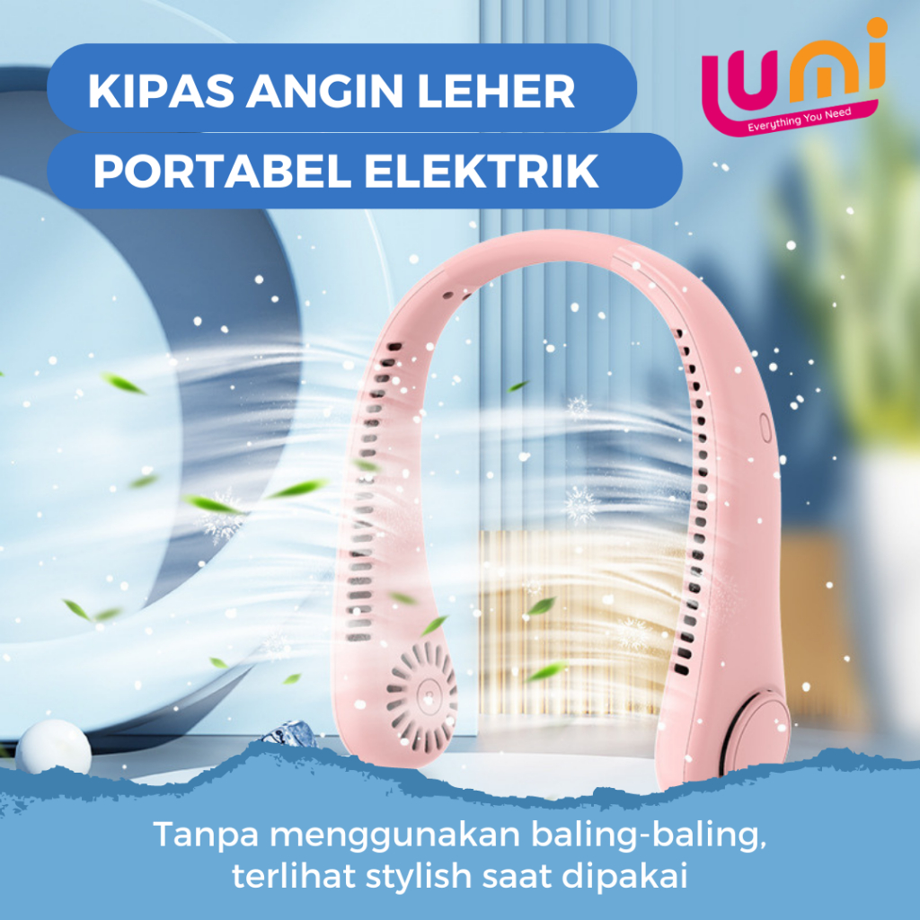 Kipas Angin Leher Portable Gantung USB Tanpa Baling Elektrik Mini Hanging Bladeless Silent Rechargeable Portable Lazy Neck Fan