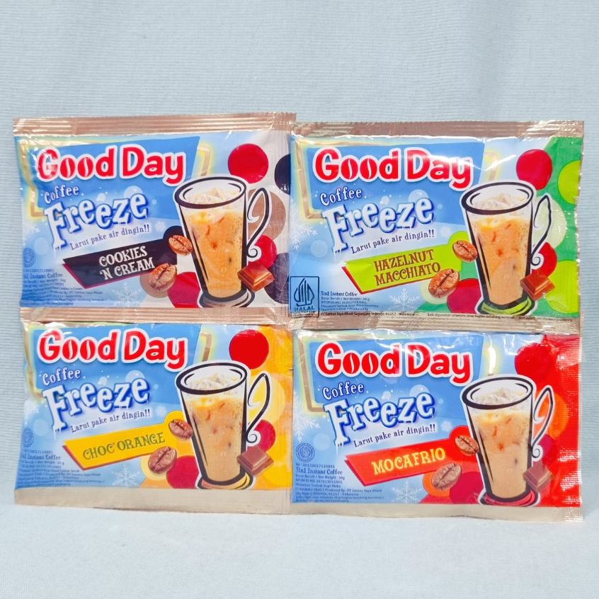 

Good Day Freeze Choco Orange / Moccafrio / Hazelnut / Cookies Cream (1 Renteng isi 10 Pcs)