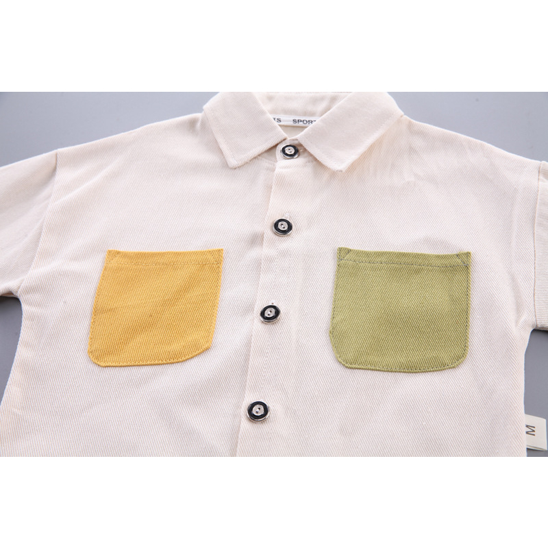 SETELAN BAJU ANAK laki-laki 6 bulan- 5 tahun motif pocket cream / pakaian baby boy keren