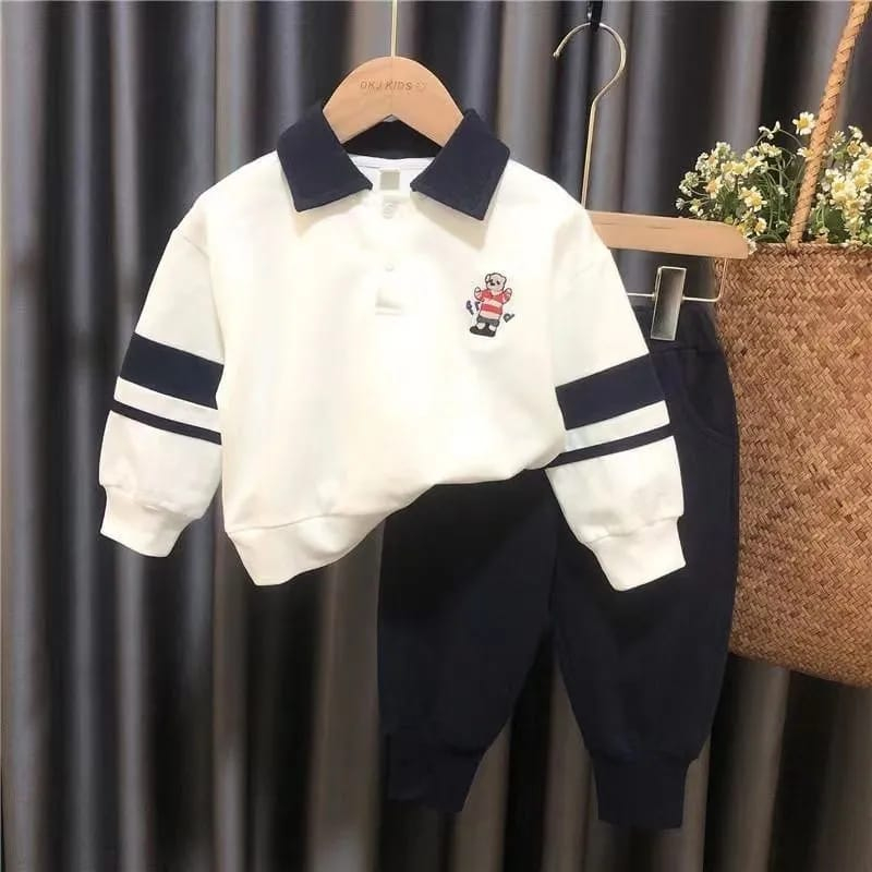 Setelan baju anak laki-laki 6 bulan - 5 tahun MOTIF DOG CREAM ala korea impor bahan katun premium