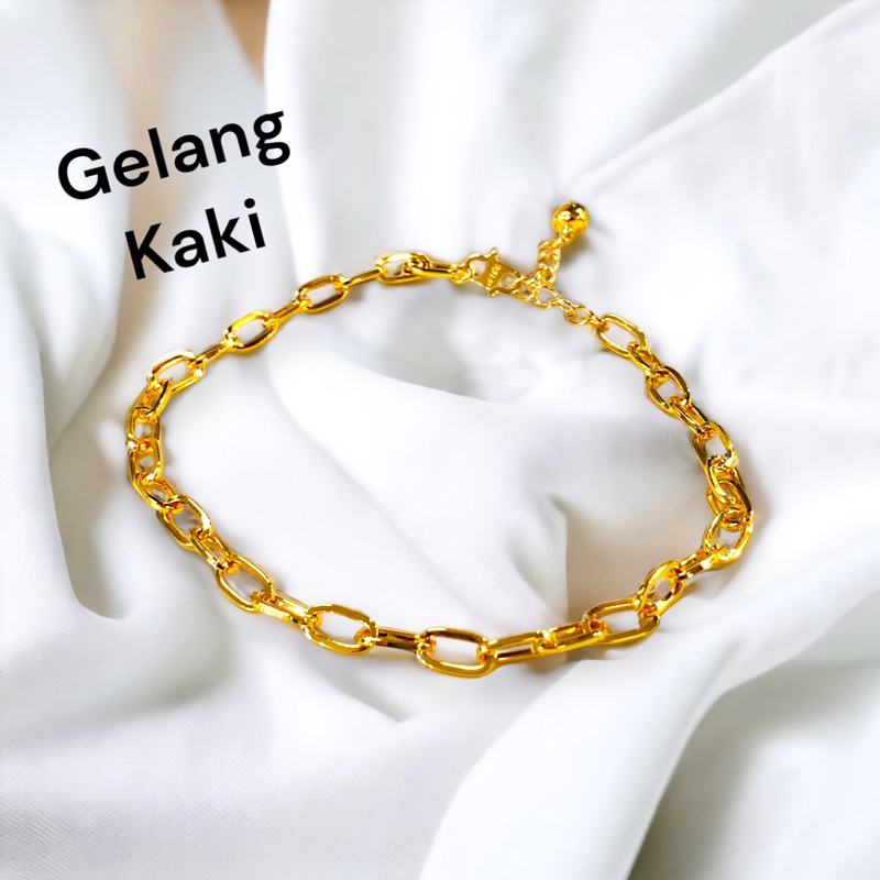 Gelang kaki wanita // gelang kaki // gelang kaki lapis emas motif bunga// replika emas