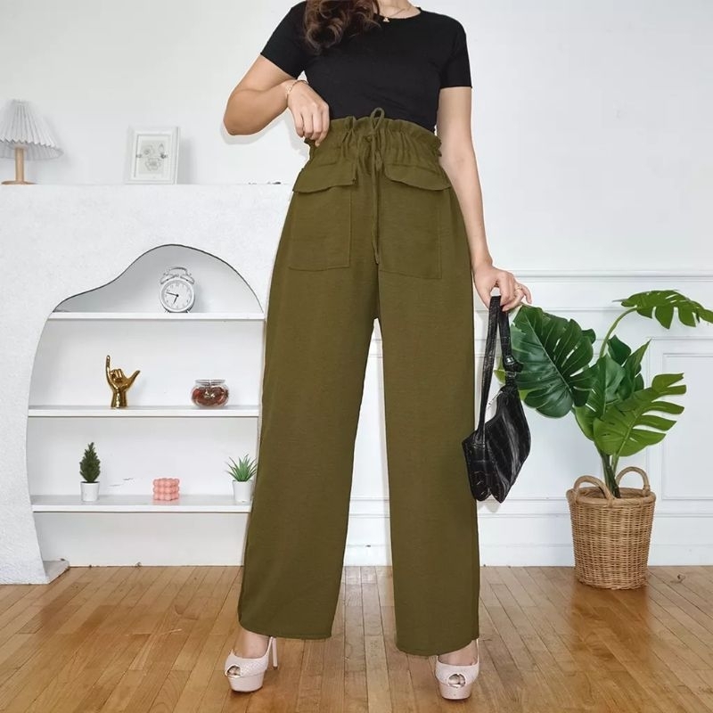 KULOT POCKET KRINKEL TERBARU/LOSPENT POCKET WANITA TERBARU/CELANA PANJANG POCKET KOREAN STYLE ANTI KUSUT