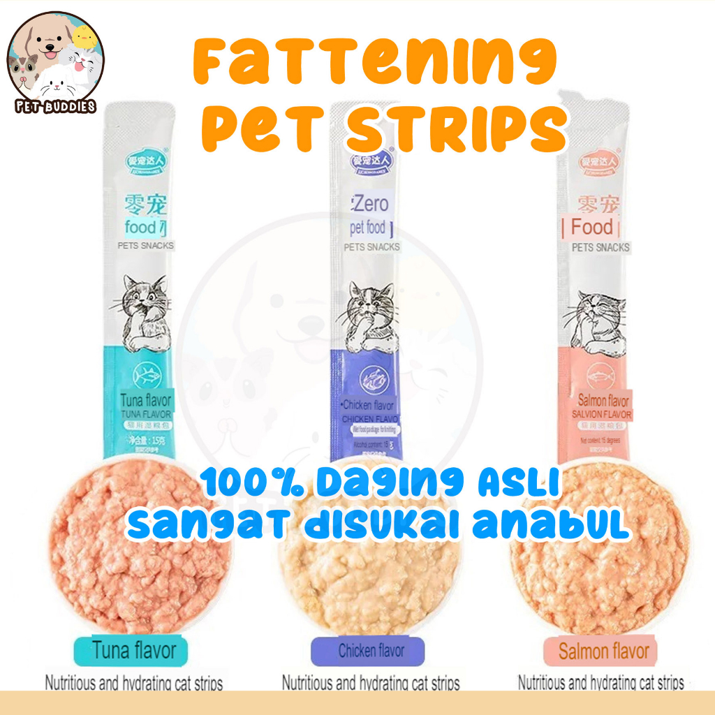 Fattening Pet Strip Snack Kucing Penggemuk Makanan Wet Cat Food Creamy Treats