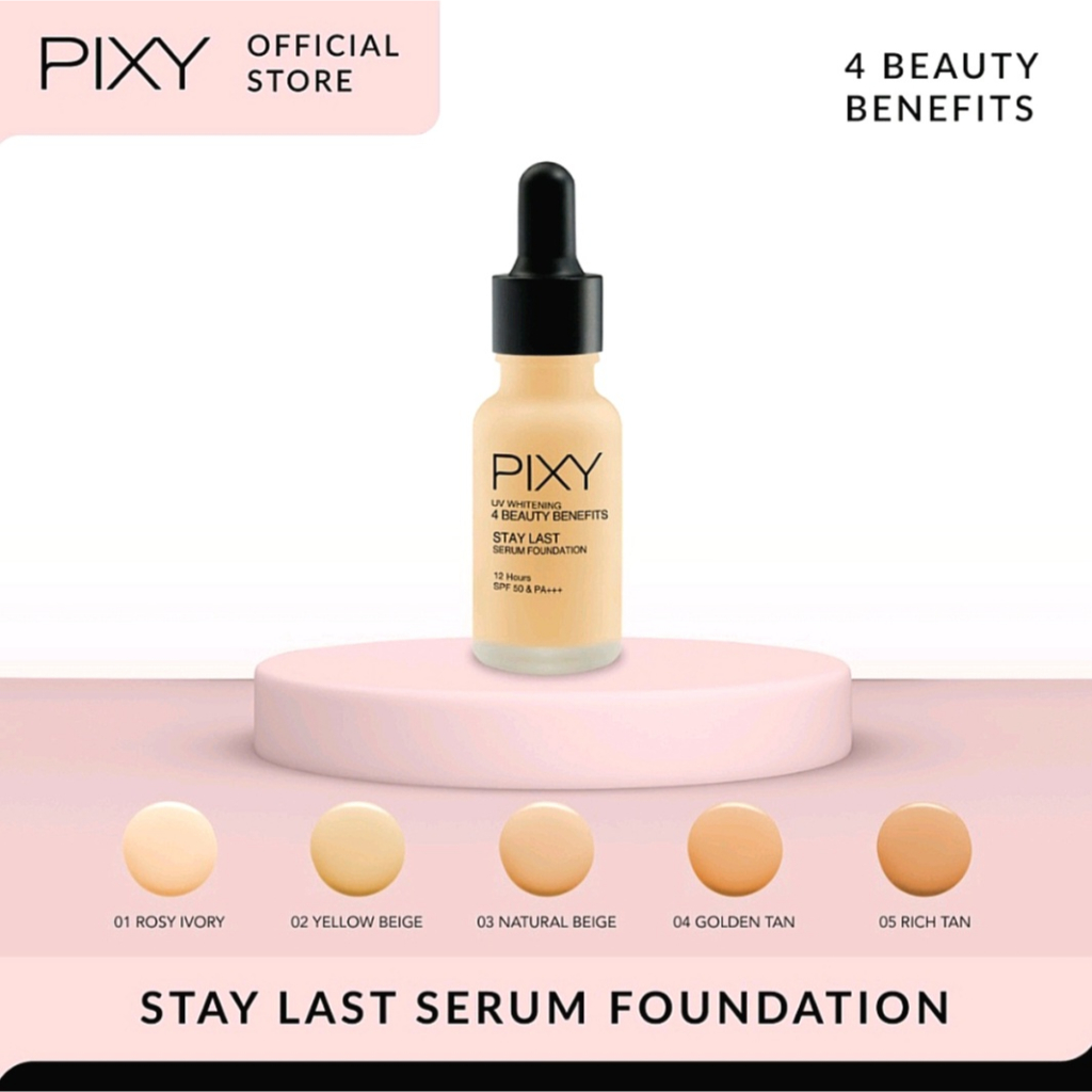 Pixy Whitening 4 Beauty Benefits Concealing Base SPF35 PA+++ / BB Cream SPF30 PA+++ / Stay Last Serum Foundation - Concealer / - Pixy BB Cream Halal Original BPOM